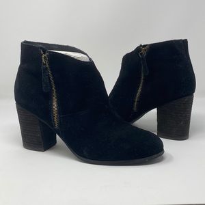 ECOTE Black Leather Suede Side Zip Ankle Bootie 9